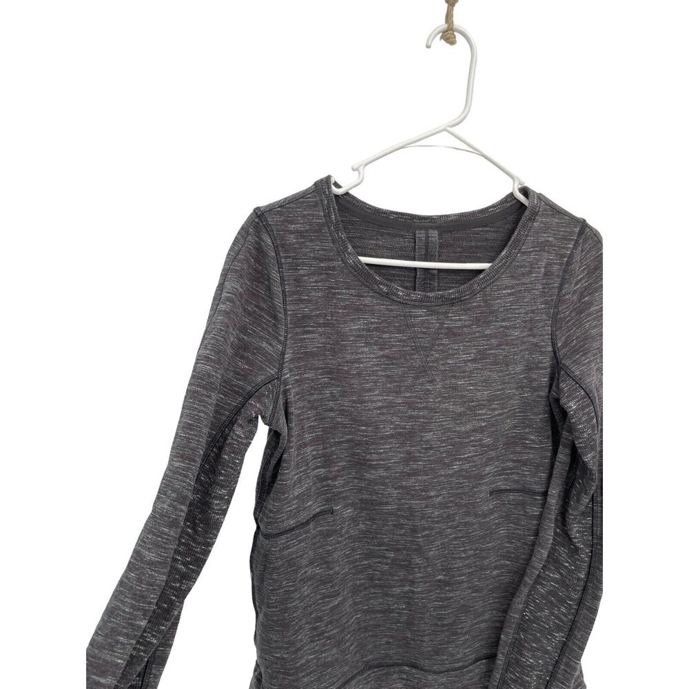 Lululemon Exhalation Sweatshirt Pullover Heathered Marked Black Size 6 - Picture 3 of 7
